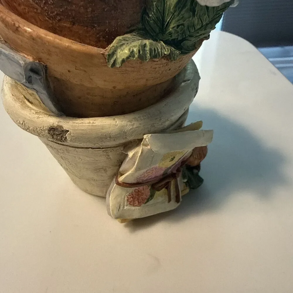 Adorable Resin Stacked Flower Pots Planter / Vase / Decor 1997 Figi Graphics